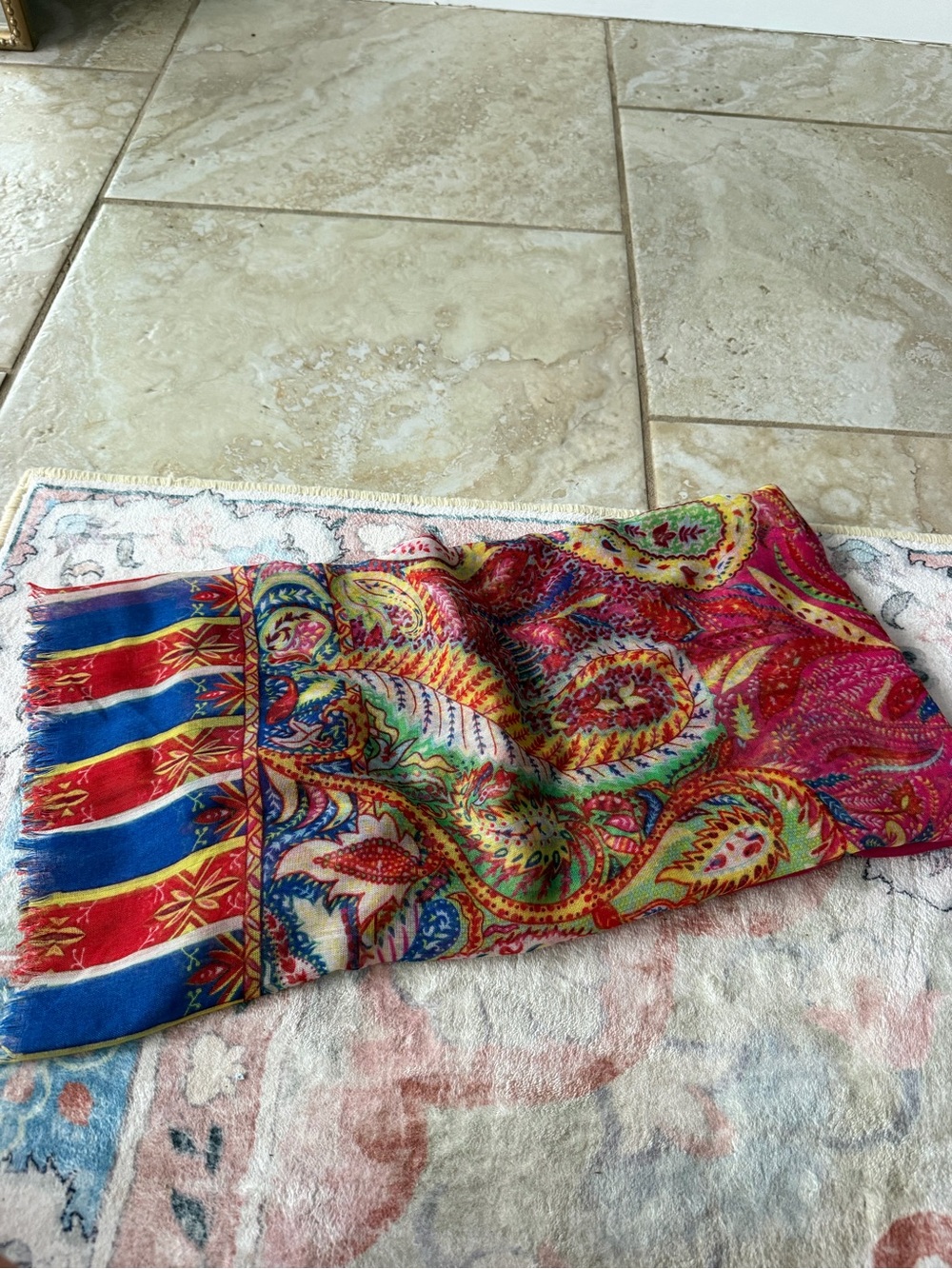 Vibrant Paisley Multicolor Women’s Scarf - Bold Pink & Blue